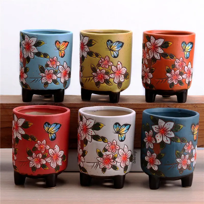 Ceramic vase flower succulent planting seed jar round decorative balcony home living room