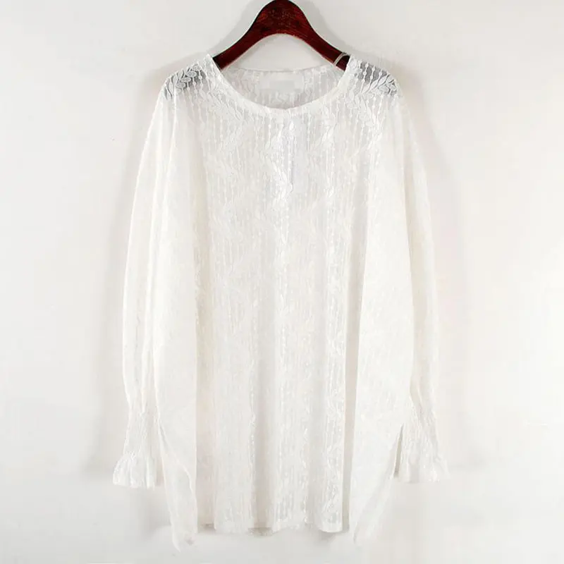 white DMY2251 XITAO перспективная кружевная рубашка модная новинка Весна длинный рукав плиссированная маленькая свежая Повседневная О-образная Свободная блуза с О-образным вырезом DMY2251 - Цвет: white DMY2251