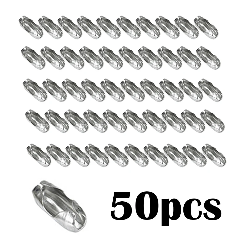 

50pcs Stainless Steel Bead Ball Chain Connector Clasps Ends for 2.0mm/2.4mm/3.2mm/4mm/5mm Ball Chain DIY Findings Accessories