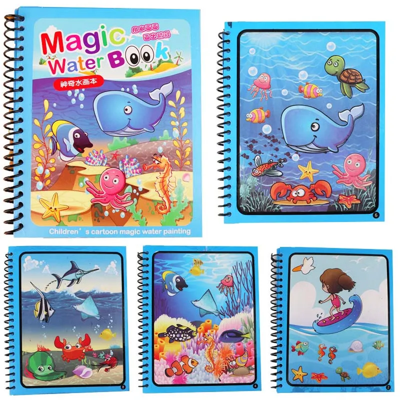 Волшебная водная книга для рисования, раскраска, волшебная ручка для рисования, доска для рисования для детей, игрушки, подарок на день рождения - Цвет: Seaworld