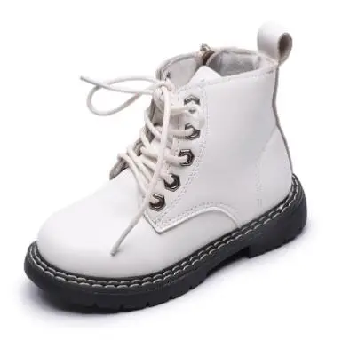 Yorkzaler Spring Autumn Kids Princess Boots For Girls Boys PU Leather Waterproof Children Boots Toddler Teenager Shoes Footwear - Цвет: White