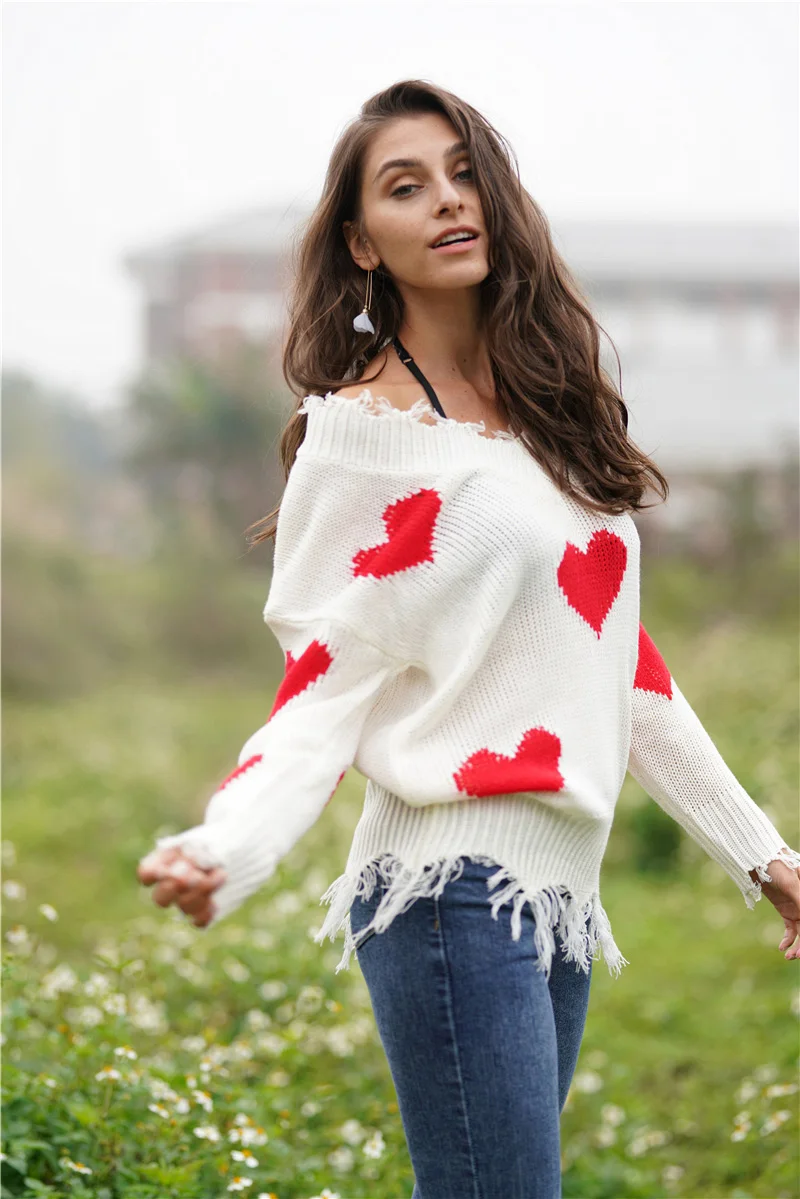 Fitshinling Fringe Heart женский свитер с v-образным вырезом в Корейском стиле женские зимние свитера пуловеры осень тонкий джемпер Pull Femme