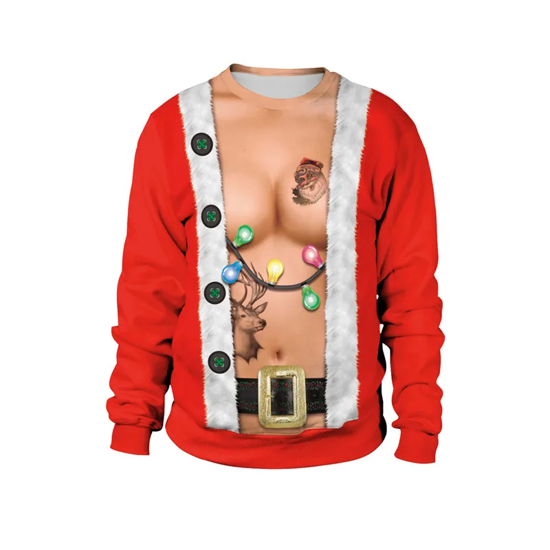 Уродливый Рождественский свитер, Забавный рождественский джемпер, пуловер для женщин, мужские майки и свитера, топы на осень и зиму, свитер с круглым вырезом - Цвет: Size E