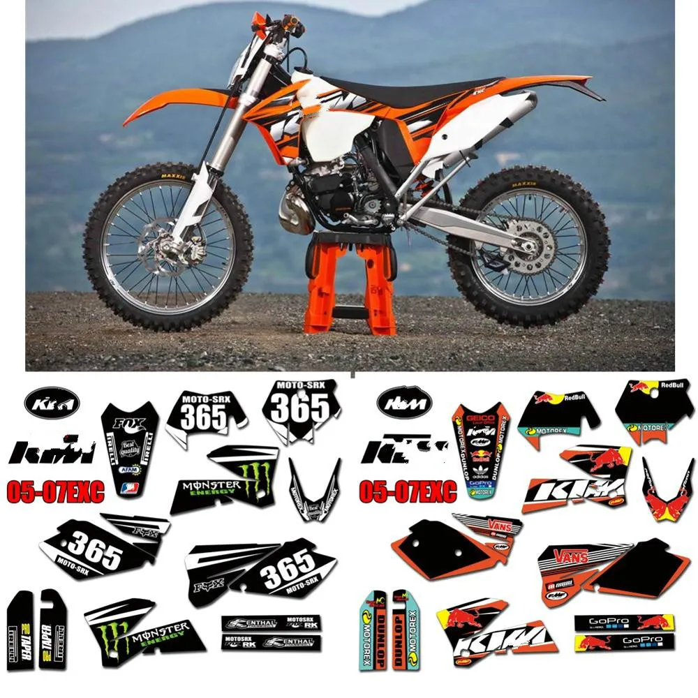 

Customized Team Graphics Stickers Decals Deco Kit For KTM 125 200 250 300 400 450 525 540 SX XC EXC MXC XCF XCW 2005 2006 2007