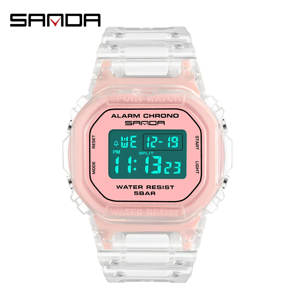 

Digital Watches Women Classic Transparent Strap Square Dial Ladies G Watches Shock Sports Waterproof Digital Watch Fashion Clock