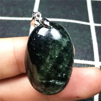 

100% Natural Green Seraphinite Stone Pendant For Woman Oval Man Crystal 30x20x10mm Beads Silver Gemstone Fashion Jewelry AAAAA