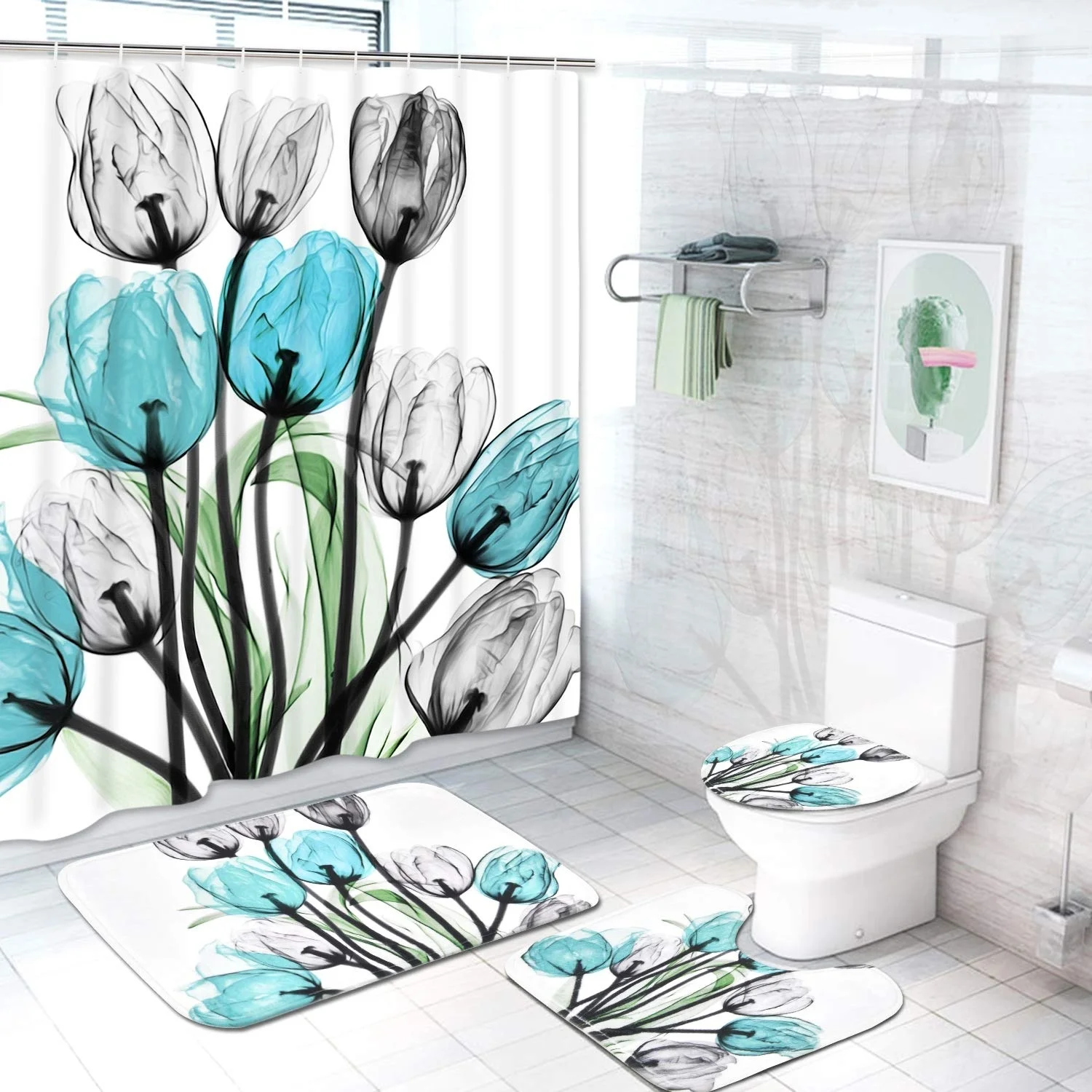 Non Slip Rugs Toilet Lid Cover And Bath Mat Waterproof Bathroom Rugs Toilet Lid Cover And Bath Mat