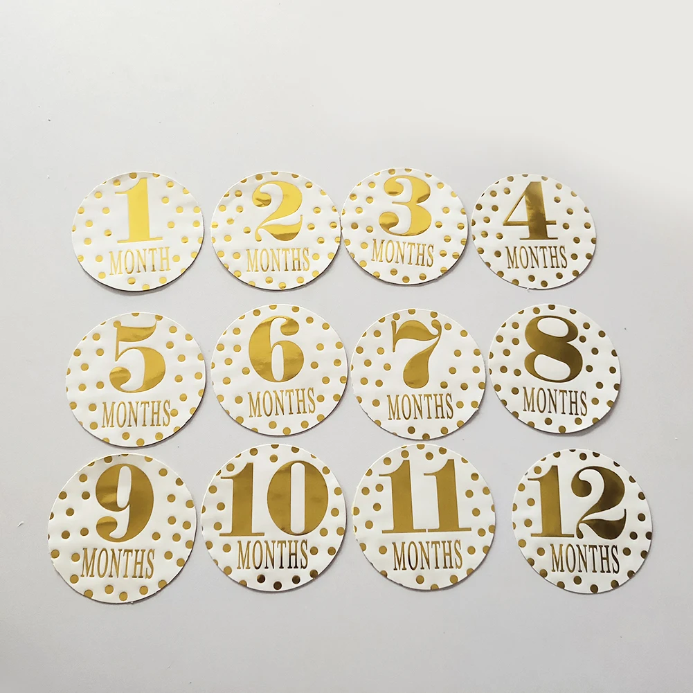 12 Uds. De calcomanía mensual para bebé, elaboración elaborada, duradero y prolongado, utilería para fotografía de un hito del mes