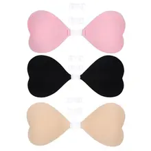 Женский клейкий бюстгальтер без бретелек липкий силиконовый невидимый пуш-ап в форме сердца бюстгальтер Водоотталкивающее бикини Грудь сплошной купальник с подчеркнутой грудью