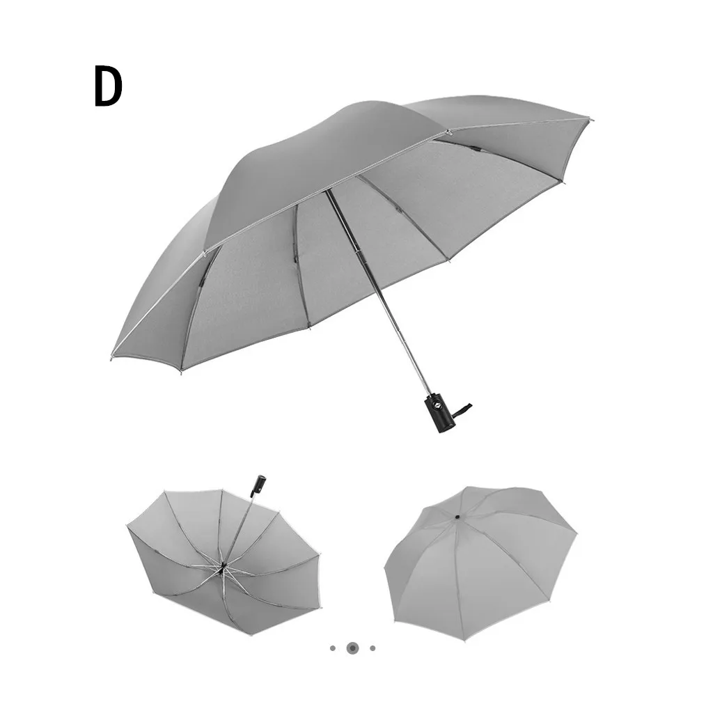 Автоматический Модный складной деловой зонт со светоотражающими полосками, Зонт от дождя и солнца, инструмент для окклюзии - Цвет: Gray