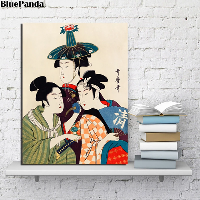 

Japanese Women Men Dressed Colorful Clothing Oil Canvas Painting Prints Picture Living Room Decoration Home Decor
