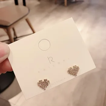 

2020 New Heart Crystal Women Classic Stud Earrings Sweet Small Love Earrings Girl's Fresh Simple Female Small Jewelry