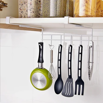 

New Space-saving 6 Hooks Storage Hanger Rack Kitchen Bathroom Closet Hanging Hook Home Organizer for Towel Spoon