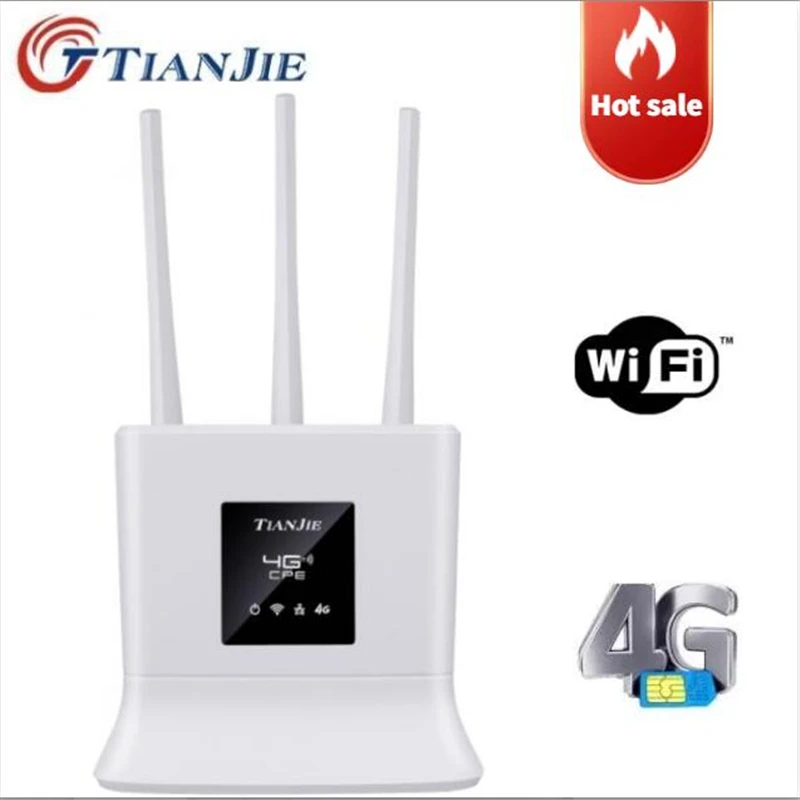 

CAT4 4G SIM Card Router 2.4G LTE FDD Wireless Wifi High Gain Antennas Modem 300Mbps Mobile Hotspot CPE Dongle+RJ45 WAN/LAN Port