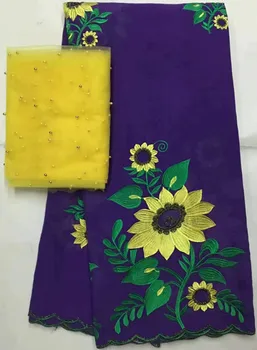 

african lace fabric french tulle lace with beads swiss voile lace embroidery cotton fabric 2+5yards nigerian lace fabrics ZDL-A3