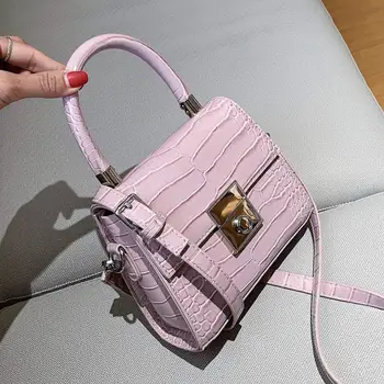 

Stone pattern Small Tote bag 2020 Fashion New High-quality PU Leather Women's Designer Handbag Lock Shoulder Messenger Bag