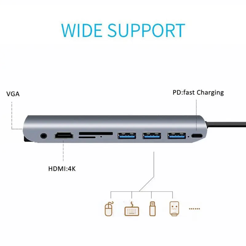  9 in 1 Thunderbolt 3 Dock USB C di Tipo HUB-c a HDMI + VGA con Audio HD Converter adattatore per Ma