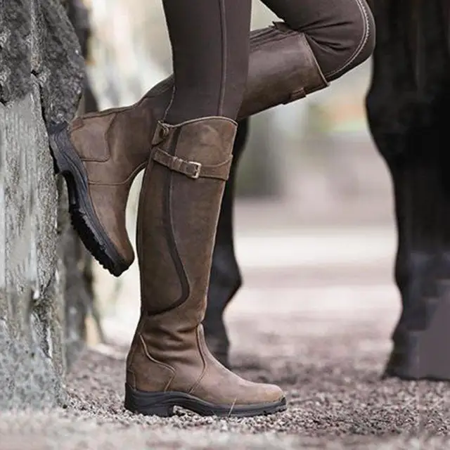 Women Boots Pu Leather Zipper Retro 
