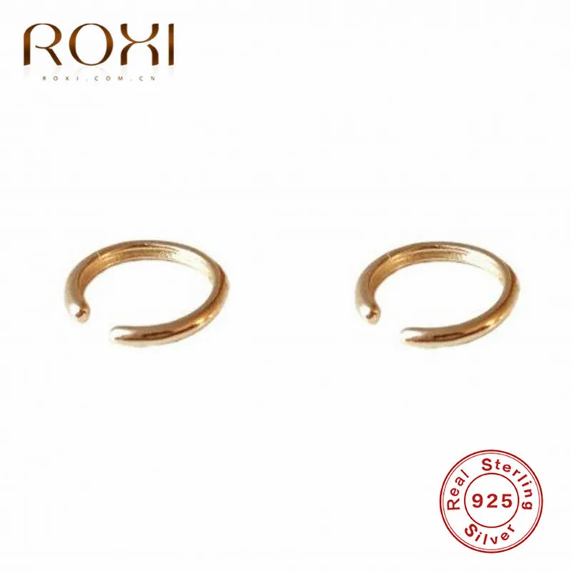 ROXI Simple 925 Sterling Silver Earrings for Women No Pierced Ear Cuff Wrap Earrings Round Circle Non-piercing Clip On Earrings - Окраска металла: gold