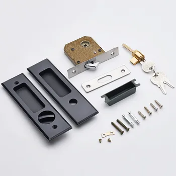 

5 Styles Sliding Door Lock Interior Bathroom and Lavatory Lock Hook Invisible Move Door Lockset with keys