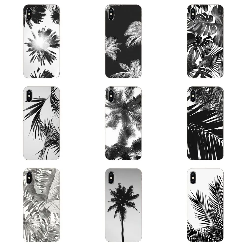 Black White Palm Leaves Trees For Sony Xperia Z Z1 Z2 Z3 Z4 Z5 compact Mini M2 M4 M5 T3 E3 E5 XA XA1 XZ Premium | Мобильные телефоны