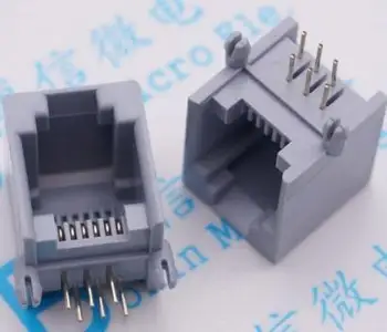 

10pcs/lot RJ11 6P6C Modular Jack Network Socket 6 Pin 90 Degree Curved Needle Welded Type With Side