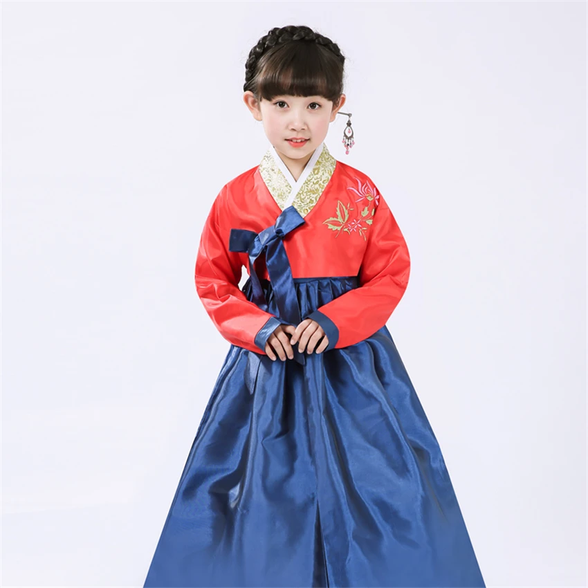 Подарок на день рождения, год, многоцветные маскарадные костюмы для детей, платье для девочек, корейский ханбок, вечерние, национальные, детские, для танцев, юката