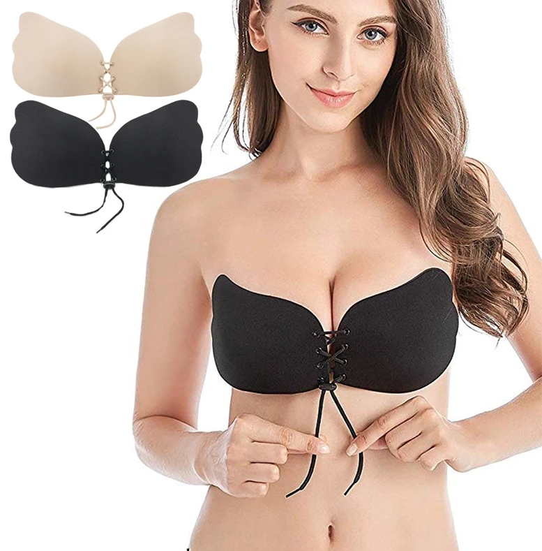 Adhesive Bra Invisible Self Adhesive Bras Seamless Silicone Front Closure Underwear Backless Bralette 