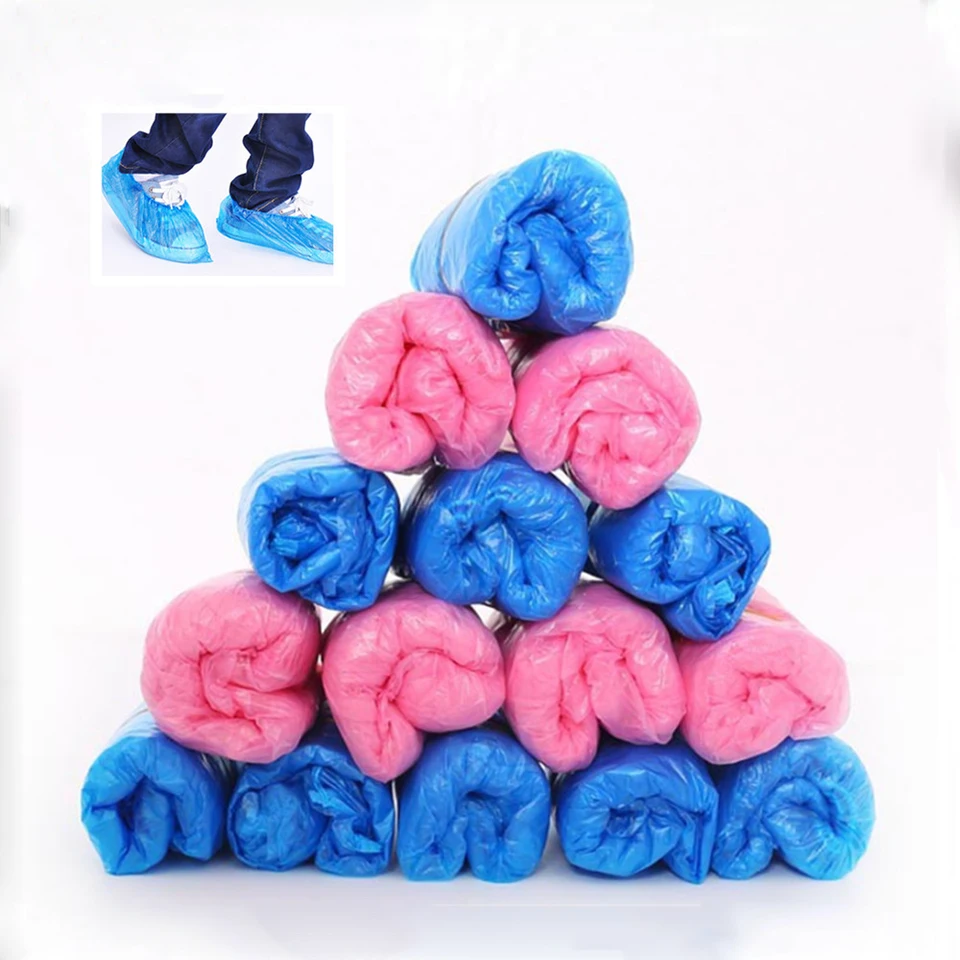 blue plastic overshoes