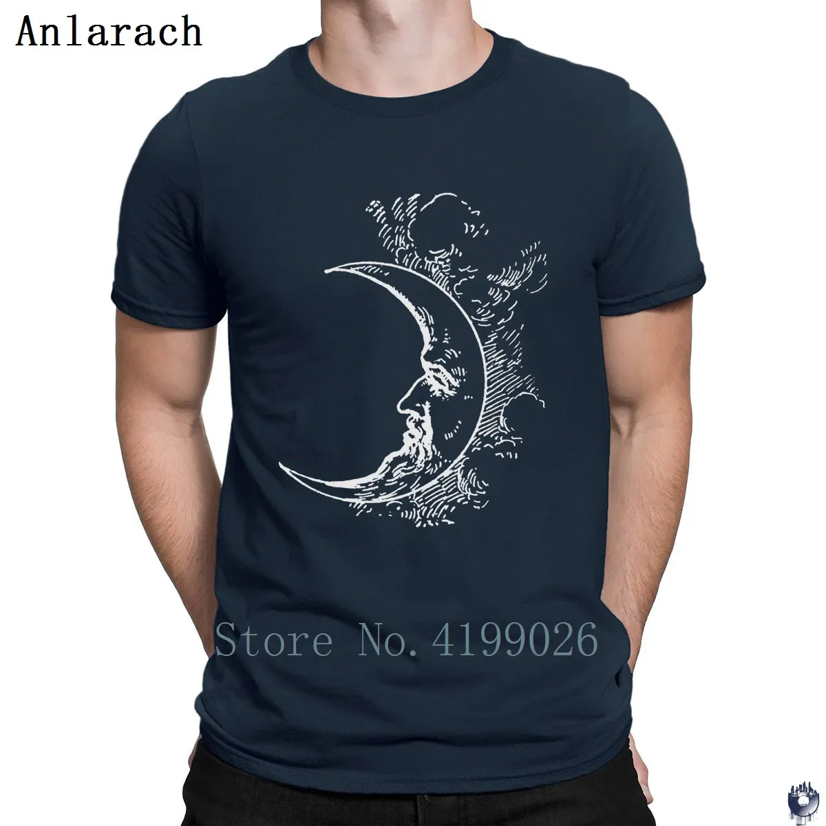 

Man On The Moon Boho Crescent Moon t-shirt homme slim fit create Spring men's T Shirt Comical HipHop Top Euro Size Anlarach