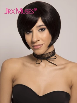 

MARIE | Natural Black Short BOB Wig With Bangs Virgin Human Hair Wigs Machine Made Wigs For Women