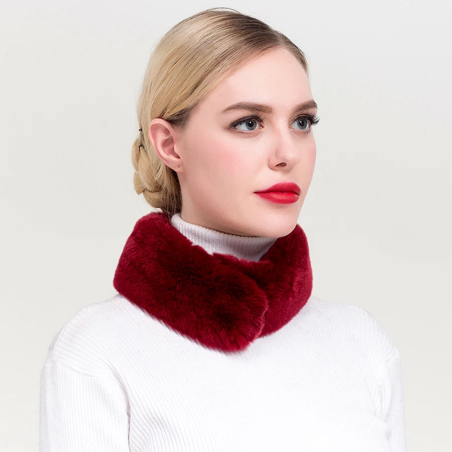 ZDFURS* новые женские шарфы с натуральным кроличьим мехом кролика рекс девушка натуральный мех магнит зимний теплый шарф меховой шарф кролика рекс - Цвет: 9