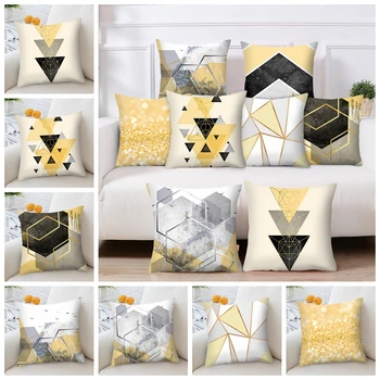 

Yellow Geometric Printed Throw Cushion Coer Sofa Car Waist Office Pillow Case Kussenhoes Housse de Coussin Pillowcase
