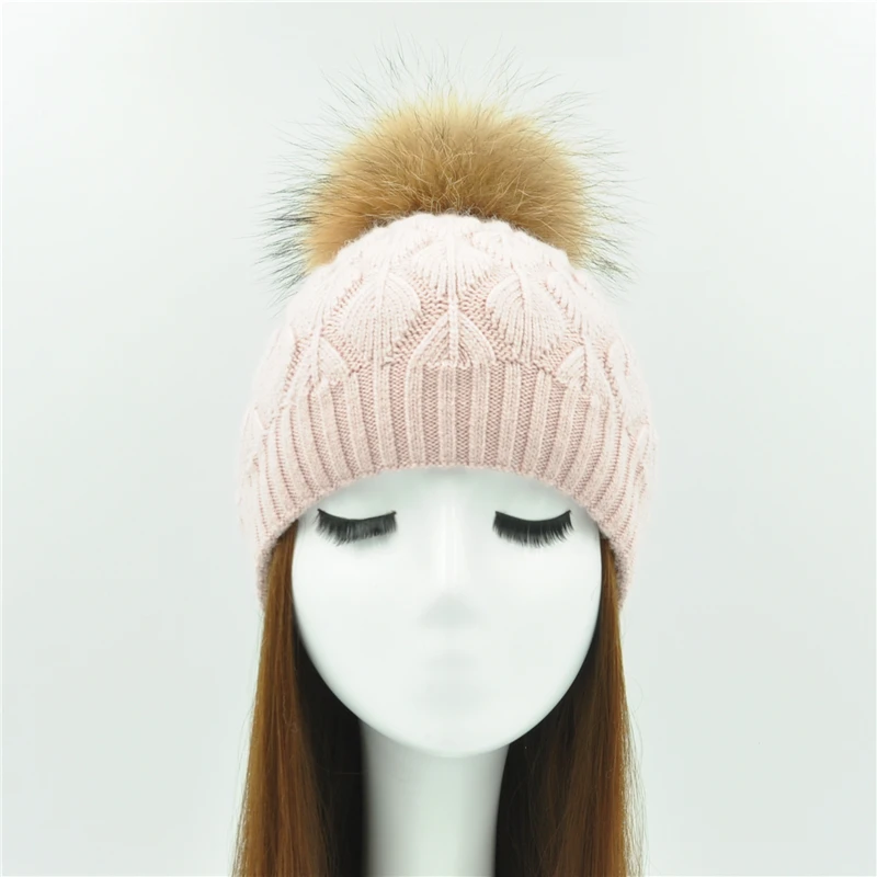 Women Winter Hat Angora Knitted Wool Beanie Female New Fashion Casual Outdoor Thick Ladies Warm Fur Ball Hats