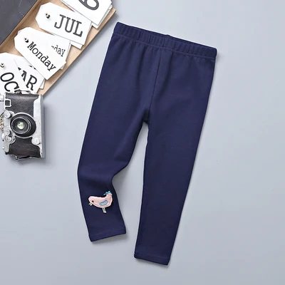 bird navy blue Sifafos/Леггинсы для маленьких девочек осенние хлопковые детские обтягивающие штаны тонкие детские штаны на возраст от 3 до 11 лет высококачественные леггинсы для девочек - Цвет: bird navy blue