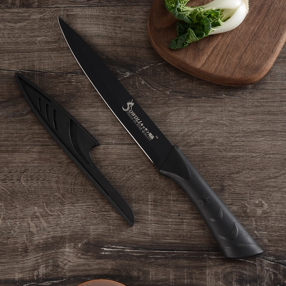 SOWOLL набор ножей из нержавеющей стали блок кухонных ножей 8 шт. Набор ножей подставка 6 ножей бонусные кухонные ножницы крышка ножа оболочка