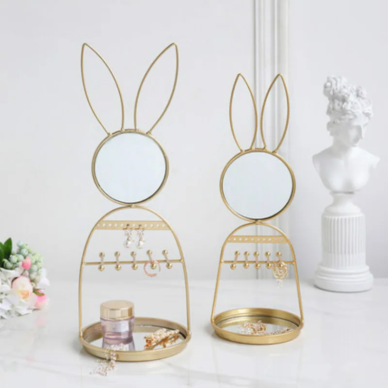 

Round Mirror Iron Makeup Table Desk Cosmetic Decorative Mirror Detachable Bathroom Dressing Jewelry Home Storage Rack Ornaments