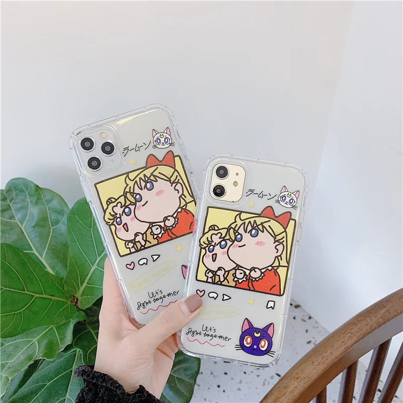 Сейлор Мун Прозрачный чехол для телефона для iphoe X XR XS Max чехол для iphone7 8 plus 11 11Pro Max чехол милый мультяшный мягкий чехол s Capa