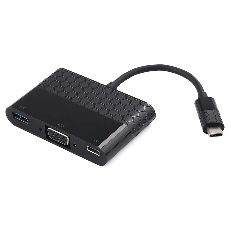 USB C к VGA многопортовый адаптер, USB 3,1 VGA концентратор, type C к VGA/USB-C/USB-3.0 адаптер для зарядки