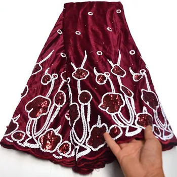 

2020 velvet lace fabric with stones high quality african french net lace fabric with sequins beaded african french wedding lace