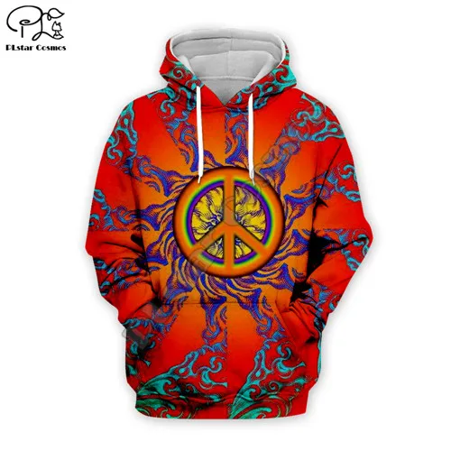 Новые мужские и женские Hippie Peace с 3D принтом толстовки trippy толстовка с капюшоном в стиле ретро пуловер на молнии с длинным рукавом спортивный костюм верхняя одежда - Цвет: Hoodies