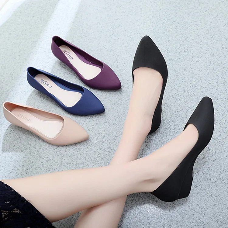 

Pointed single shoes female wedge with soft bottom professional comfortable work shoes waterproof shallow mouth matte wild