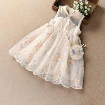 

New Girls dress Ball gown summer clothes 2019 elegant style children's princess dresses Kids net gauze baby dress + Little bag