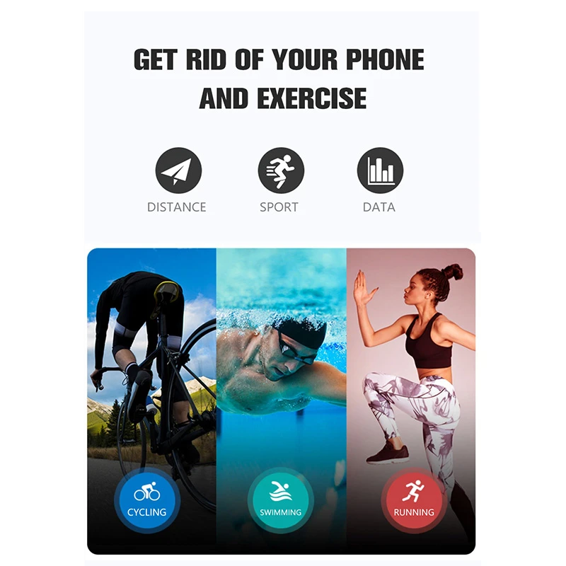 Смарт часы KAIHAI ip68 для плавания музыка монитор сердечного ритма парусиновые