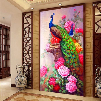 

Large DIY Diamond Painting Animal Peacock Full Square/Round Rhinestones Mosaic Diamond Embroidery Art Kits Home Christmas Decor