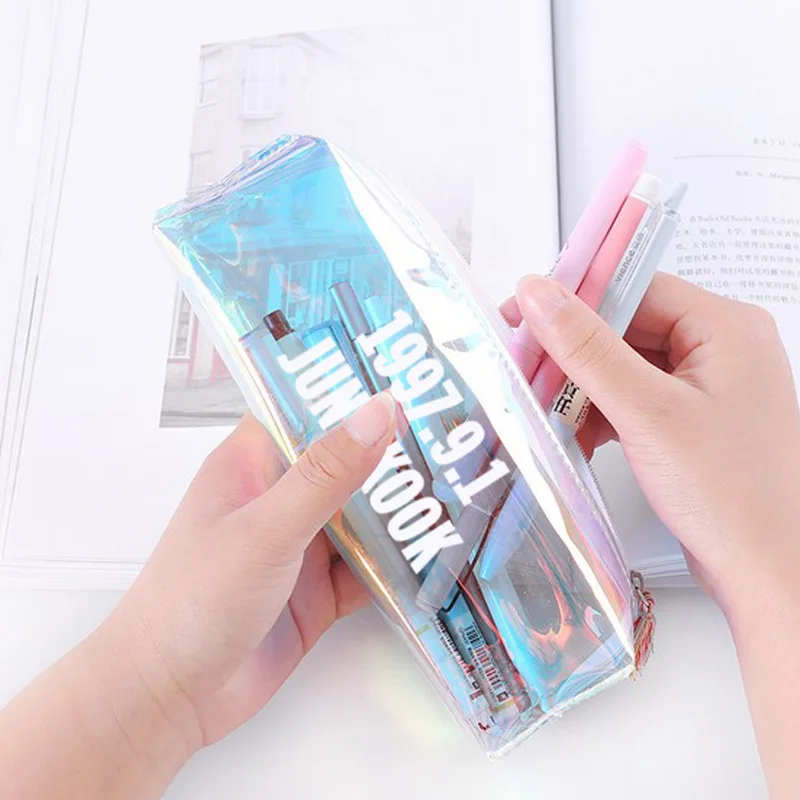 

KPOP JUNGKOOK J-HOPE JIN JIMIN RM SUGA V RAP MONSTER name transparent color pencil case stationery box cute birthday wallet