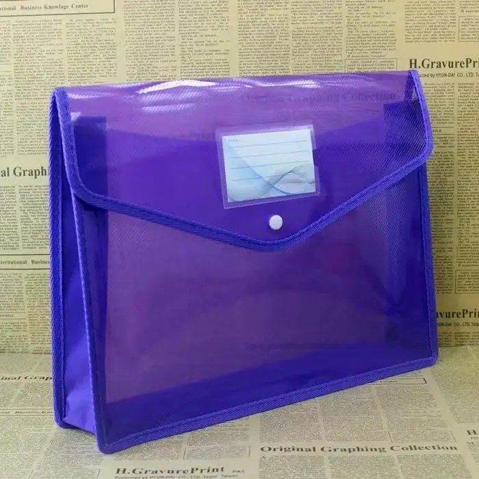 15 confezioni di plastica trasparenti a bottone a pressione pochette porta  documenti portafoglio cartella A4 A5 B6 con sacchetto forniture di