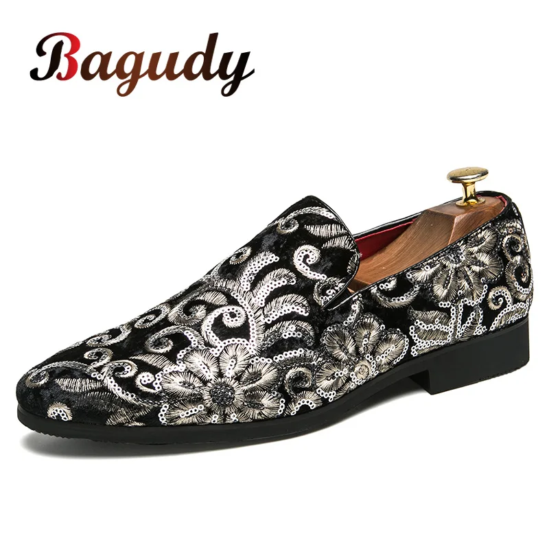 Men Dress Shoes Flats Loafers Men Business Formal Shoes Fashion Nightclub Party Shoe Designer Male Embroidery Casual Boat