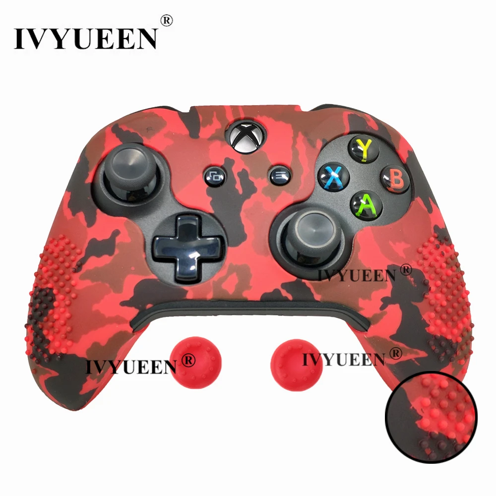 Red Camo IVYUEEN, 15 цветов, силиконовый чехол для microsoft Xbox One X S, тонкий контроллер, защитный чехол с аналоговой ручкой для большого пальца - Цвет: Red Camo