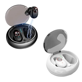 

V5 Bluetooth 5.0 EDR Bluetooth Headset, 2PCS Wireless Earbud Mini True Bluetooth 5.0 Stereo Earphone Bass in-Ear Headset (Black)